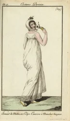 Femme à la mode en bonnet de crêpe du matin