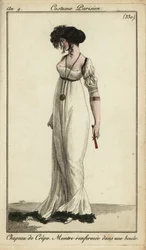 Femme à la mode ou Merveilleuse avec chapeau en crêpe