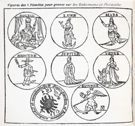 Figures des 7 planètes pour graver sur les talismans de Paracelse