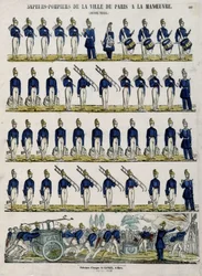 Brigade de pompiers de la ville de Paris en manœuvre - Image d
