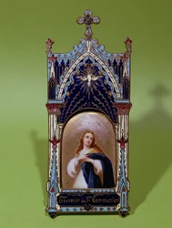 Souvenir de première communion représentant la Vierge et le Saint-Esprit
