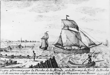 Bateau de pêche pour la morue et le hareng du nord - gravure, n.d.