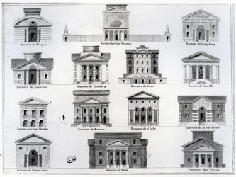 Quatorze des barrières conçues par Claude Nicolas Ledoux pour le mur des Fermiers généraux entourant Paris