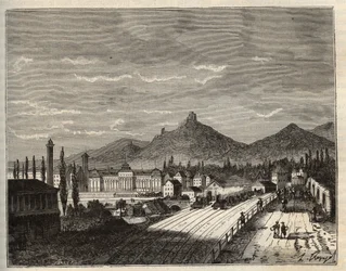 France, Alsace, Bas-Rhin (67), Saverne : Rives de la Zorn, le vieux Château du Haut Barr construit sur les rochers - gravure dans « France illustrée : géographie, histoire, administration statistique » par V.A. Malte-Brun. 1884