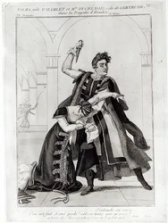 François-Joseph Talma (1763-1826) en Hamlet et Mademoiselle Duchenois en Gertrude, dans 
