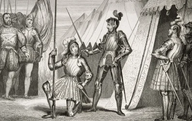 François Ier (1494-1547) adoubé par le capitaine Bayard après la bataille de Marignan, de 