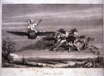 Franc-maçonnerie : les courses de Diane. Gravure tirée de « Picturesque Histoire de la Franc-Maçonnerie et des Sociétés Secrètes antiques et modernes » de F.-T. B. Clavel. Pagnerre, éditeur. 1843.