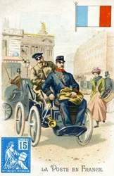 Facteur français dans un véhicule électrique, fin du XIXe siècle