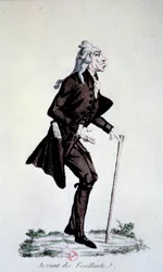 Révolution française : Caricature sur les Jacobins au moment de la scission du mouvement. Je viens des feuilles, tout va bien. La branche du Club des Feuillants était la plus moderne