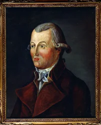 Révolution française : Portrait du libraire et éditeur du Journal de Versailles Blaizot qui publia les comptes des États Généraux. Peinture de l