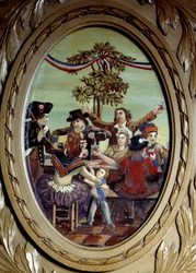 Révolution française : Le repas républicain au Café Le Procope à Paris. Peinture anonyme 18ème siècle Paris, Le Procope