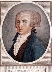 Révolution française : portrait du diplomate poète et historien Marie Joseph Chénier (1764-1811), auteur du « Chant du départ » gravure du 19ème siècle.