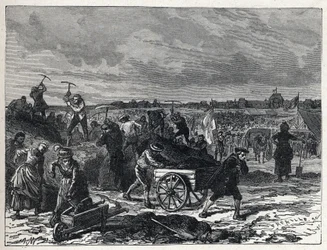 Révolution française : travaux du Champ-de-Mars à Paris, pour préparer la Fête de la Fédération en 1790