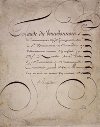 Calligraphie française : Lettre de la chambre des comptes par Louis Barbedor vers 1640