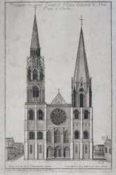 Frontispice du grand portail de la Cathédrale Notre-Dame de Chartres, dessiné sur place par Saint Vincent Géographe Ingénieur, sd. 19e siècle
