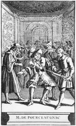 Frontispice de Monsieur de Pourceaugnac par Molière, vers 1669