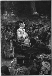 Funérailles de Joachim II (1791-1878) : le corps du patriarche œcuménique de Constantinople est exposé à l