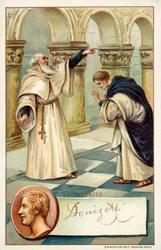 Gaetano Donizetti, compositeur italien, et une scène de son opéra La Favorite