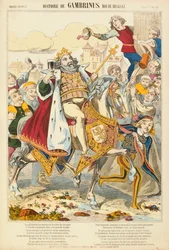 Gambriunus, roi légendaire de Flandre, feuille publiée par Verlag Haguenthal, Pont-à-Mousson, 1860