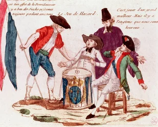 Jeu de hasard joué par les Trois États (clergé, tiers-état et noblesse) (gravure, fin du 18e siècle)