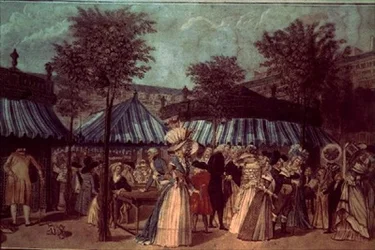 Promenade dans le jardin du Palais Royal, Paris, c.1810 (lithographie en couleur)
