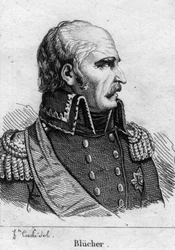 Gebhard Leberecht, prince Blücher von Wahlstatt (1742-1819), maréchal prussien. Gravure du XIXe siècle.