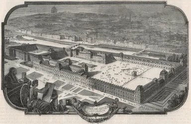 Vue générale du Palais du Louvre et des Tuileries en 1852 - Gravure dans « Tableau-de-Paris » par Edmond Texier 1852