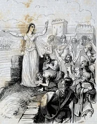 Geneviève rassure le peuple de Paris - dans « Histoire de France » par L.-P. Anquetil