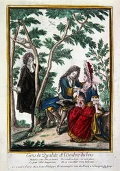 Un gentilhomme faisant la cour à une dame à l