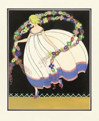 Fille dansant avec une double guirlande, pub. 1920