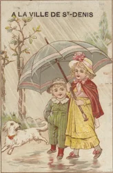 Filles marchant sous la pluie avec un parapluie