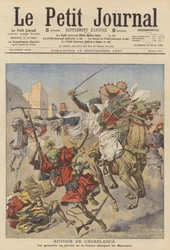Les Goumiers attaquent les Marocains près de Casablanca (lithographie couleur)