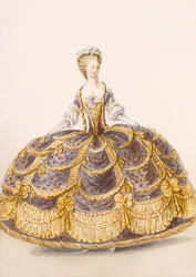 Robe appropriée pour une présentation à la cour, planche de Galeries des Modes et Costumes Français, c.1778-87
