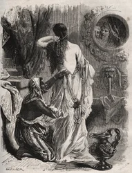 Mythologie grecque : le roi Candaule de Lydie montre sa femme nue à son confident Gygès et se cache dans l