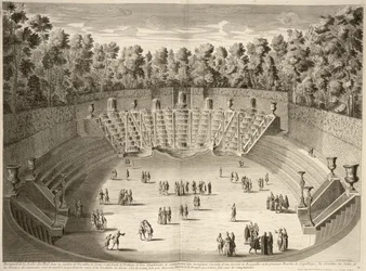 Bosquet de la Salle du Bal, Versailles, de Les Plans, Profils et Élévations des Ville et Château de Versailles, gravé par Lucas, publié vers 1715