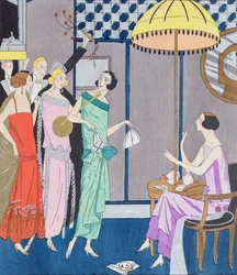 Invités arrivant pour le réveillon du Nouvel An, planche de mode de Art, Goût, Beauté, 1923
