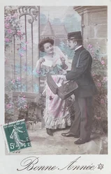 Carte postale de Bonne Année, début du XXe siècle