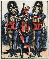 Histoire du Dr. Pulcinella (Polichinelle). Gravure sur bois de l