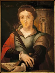 Sainte Barbe. Peinture anonyme, huile sur bois