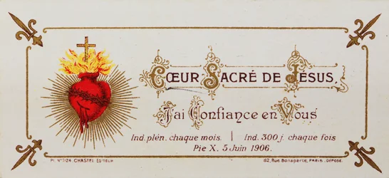 Carte sainte, dédiée au Sacré-Cœur, 1906