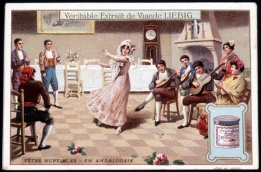 Lune de miel en Andalousie - chromo. Liebig, v. 1895
