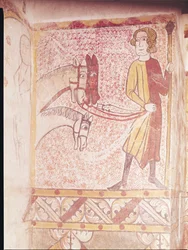 Cavalier tenant les rênes de trois chevaux, du Mur Nord, vers 1265