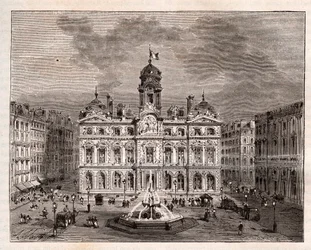 Hôtel de Ville de Lyon - gravure dans "La France illustrée : géographie, histoire, administration statistique" par V.A. Malt-Brown. 1884