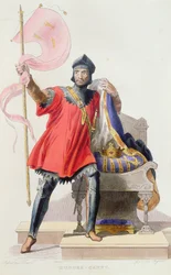 Hugues I Capet (941-996), Roi de France, de Le Plutarque Français par E. Mennechet, 1835 (gravure en couleur)