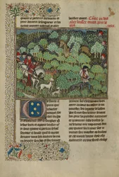 Chasseurs poursuivant un cerf, vers 1430-40