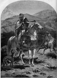 Chasse au lièvre en Algérie.