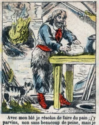 Illustration pour le livre de Daniel Defoe « Robinson Crusoé ». Imagerie d