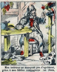 Illustration pour le livre de Daniel Defoe "Robinson Crusoé". Imagerie d