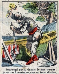 Illustration pour le livre de Daniel Defoe "Robinson Crusoé". Imagerie d