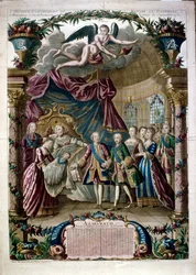 Illustration célébrant la naissance de Louis Joseph Xavier, duc de Bourgogne